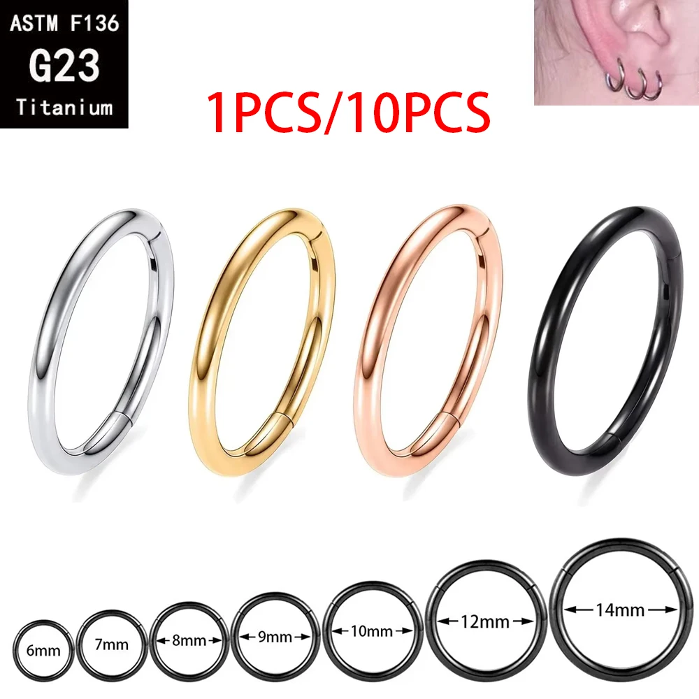 Image of 1/10 Stück ASTM F136 Titan Klappbare Nasenringe 20G 18G 16G Septum Ring Großhandel Körperschmuck Knorpel Rook Ohrring