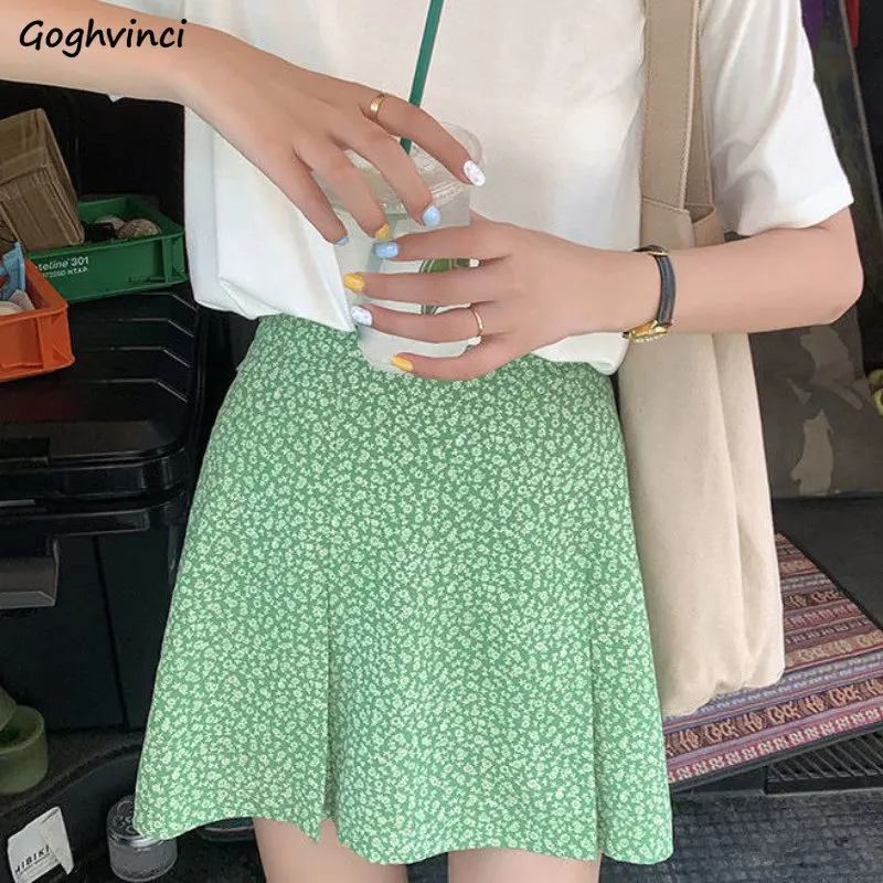 

Floral Skirts Women A-line Mini Loose Korean Style Casual Simple All-match Sweet College Ins Temperament Fashion Ulzzang Classic