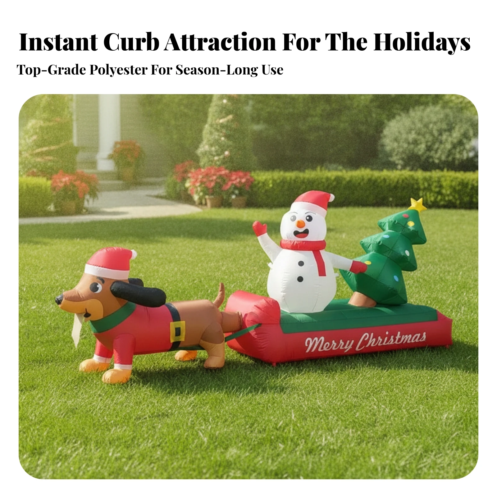 Inflatable Dachshund with Sled Long-Lasting Inflatable Dachshund Dog Christmas Yard Decoration Lighted Inflatable Yard