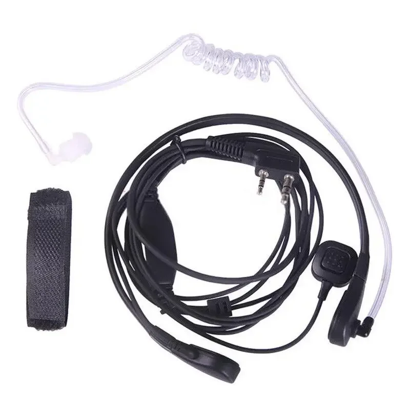 Baofeng UV-5R Series Radio 2Pin Throat Vibration Finger PTT Mic Earpiece Air Tube Headset Microphone for Kenwood Walkie Talkie