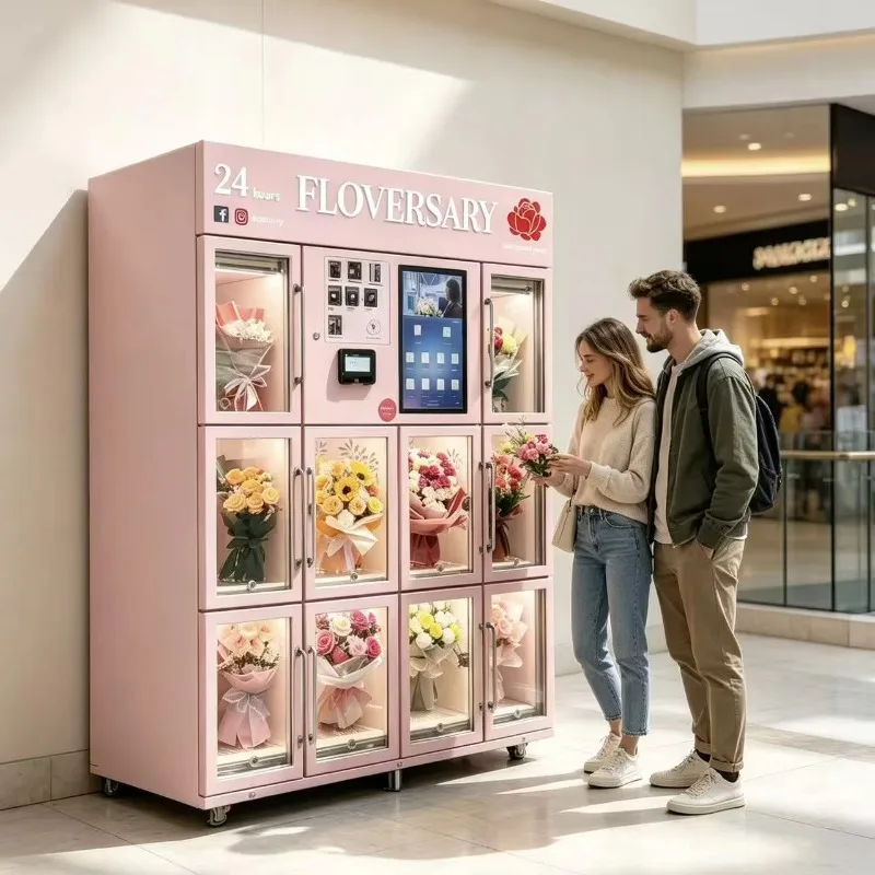 24 Hours Unmanned Flower Vending Machine Intelligent Constant Temperature Bouquet Refrigerated Vending Locker for Shopping Mall