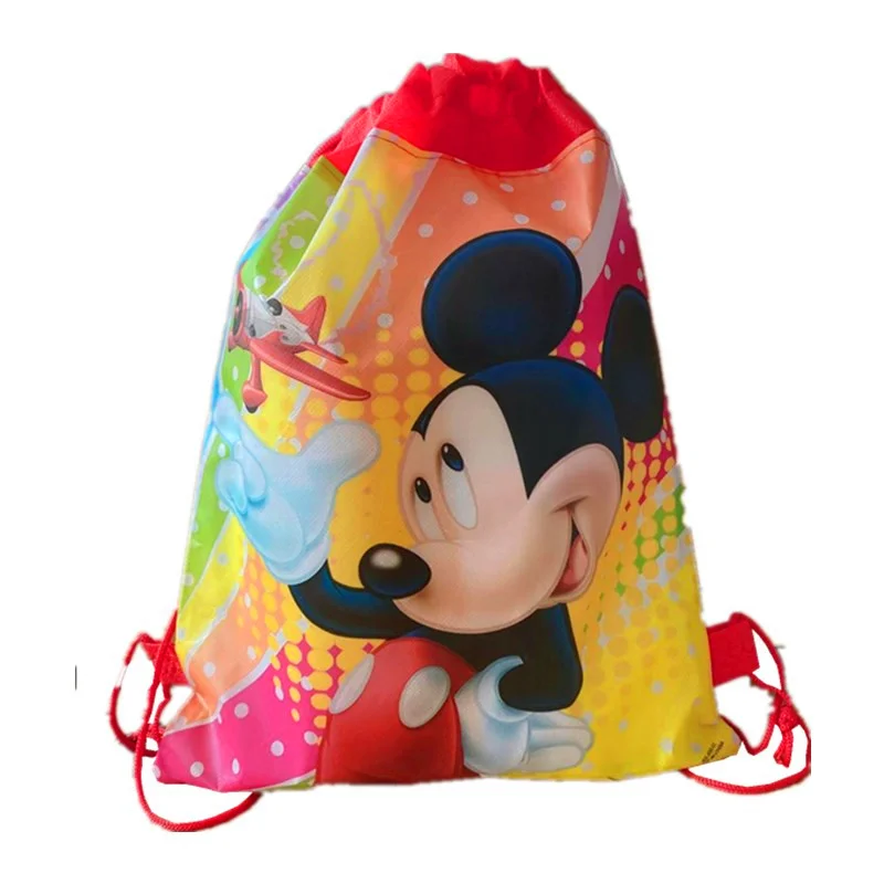 6/12PCS Disney Mickey Minnie Mouse Non-Woven Bag Fabric Backpack Child Travel School Bag Decor Mochila Drawstring Gift Bags