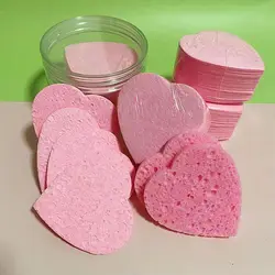 Esponja de celulosa en forma de corazón para eliminar maquillaje, esponja de algodón para limpieza facial, 10 piezas