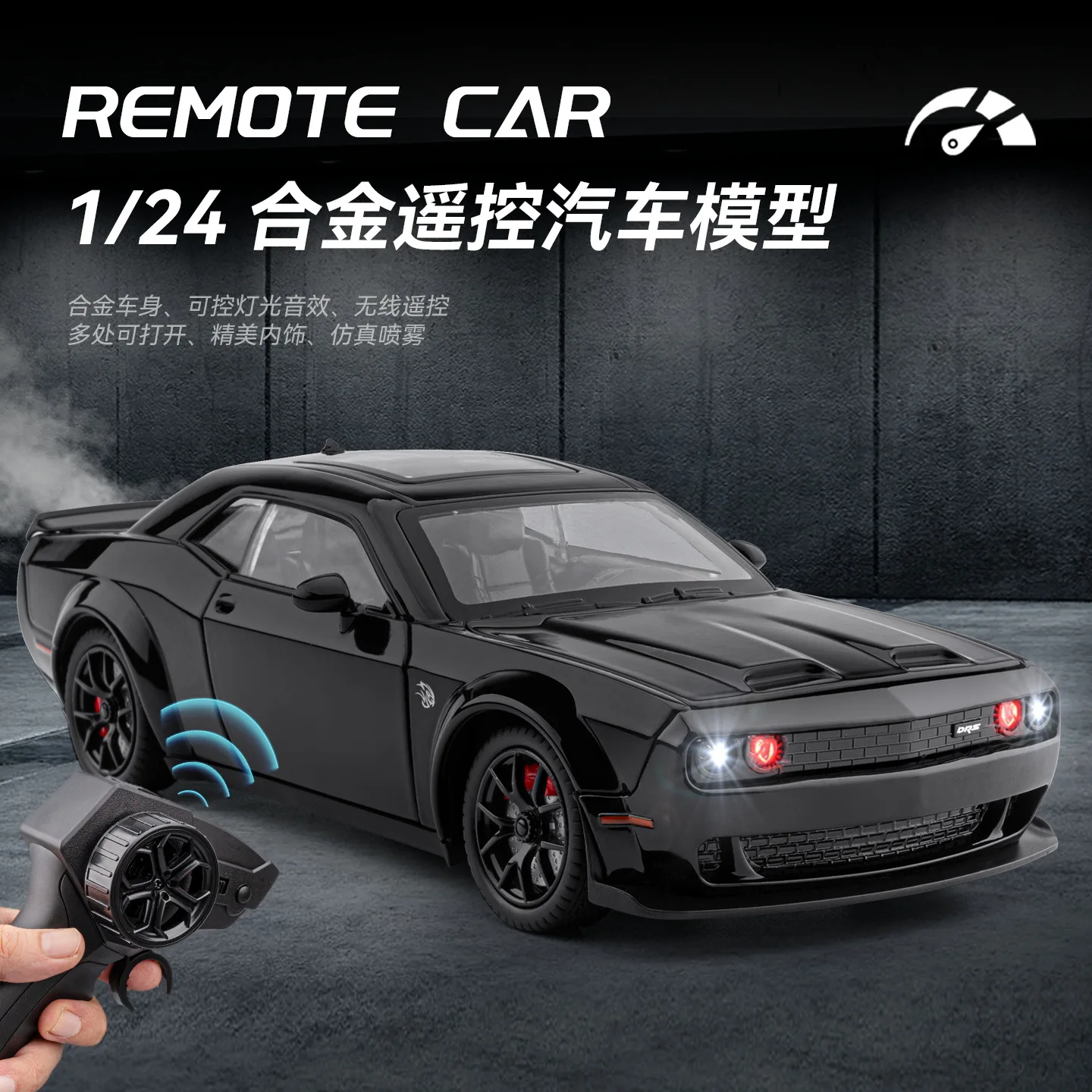 1:24 SRT Hellcat Diecast Model Alloy Super Sports Car With Light Sound Pull Back Vehicle Toy For Collector Gift