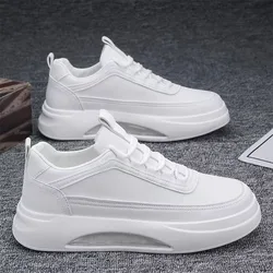 Zapatillas de deporte informales de plataforma para hombre, zapatos deportivos blancos de alta calidad, zapatos de cuero Pu para hombre, zapatos de tenis de mesa con cojín de aire