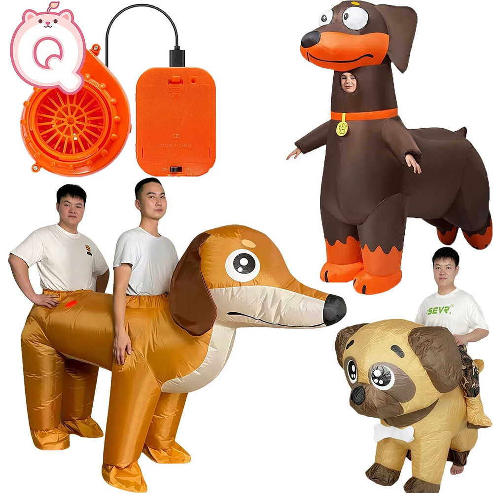 

Halloween Funny Dress Up Dachshund Inflatable Costume Mall Event Animal Prop Clothing Party Riding Dog Cartoon Doll Clothes