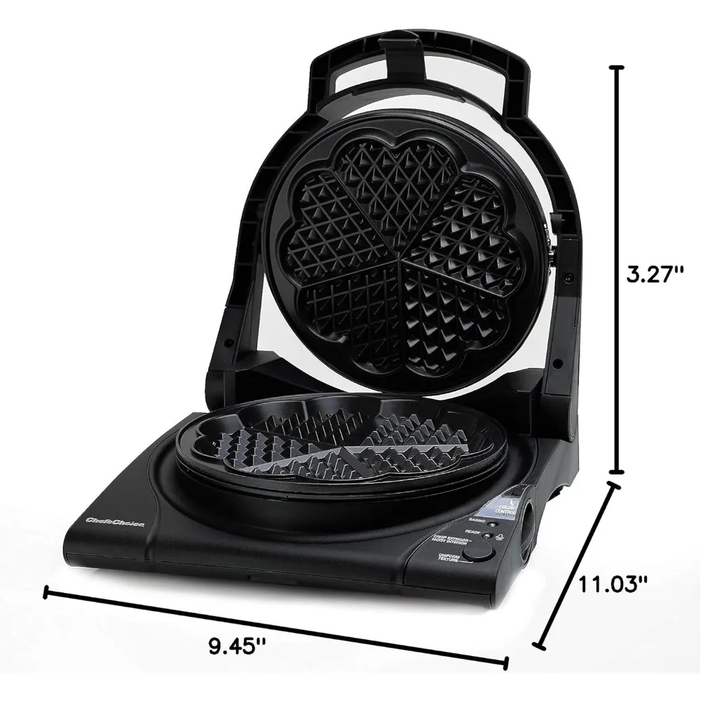 Taste / Texture Select Waffle Maker tradizionale cinque cuori piatti antiaderenti facili da pulire, 5 fette, 1100W, nero