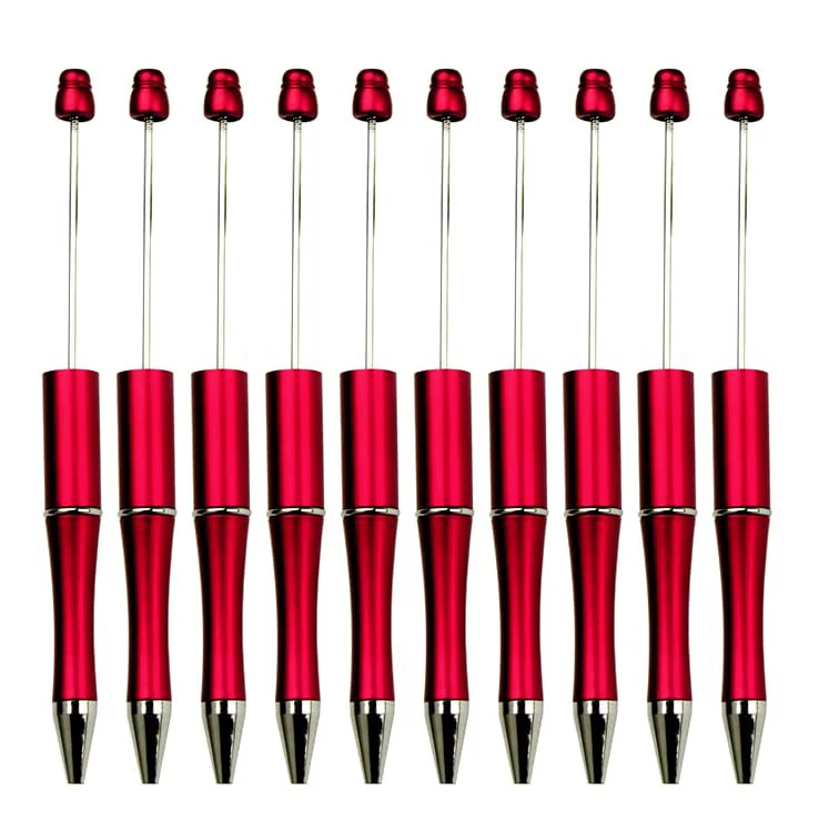 

10pieces Red Ballpoint Pen DIY Bead Pen Plastic Beading School Office Writing Supplies Stationery Wedding Gift