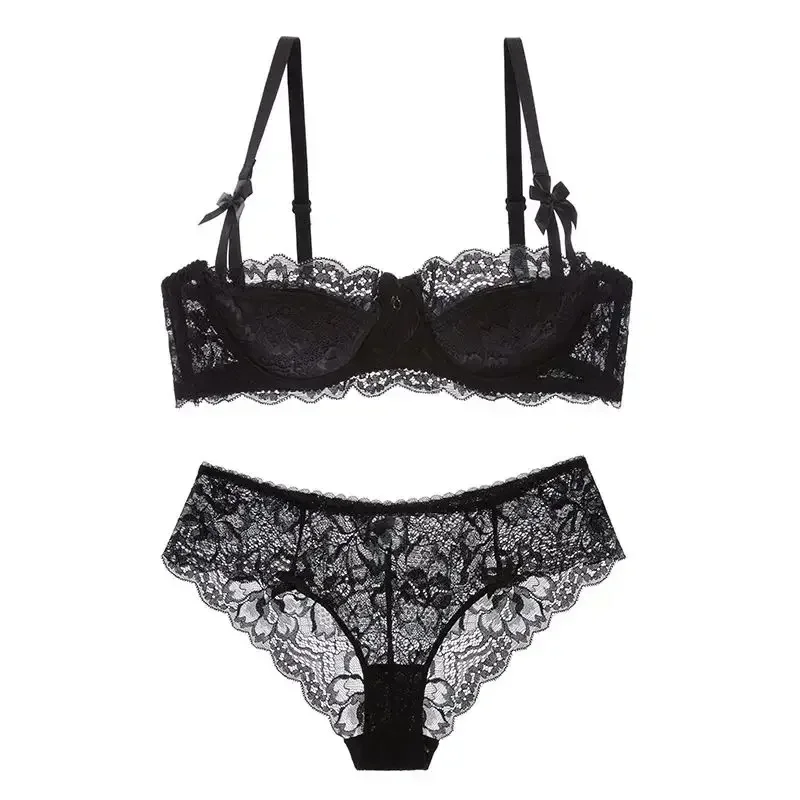

MOYISU Valentine's Lingerie Set | Heart-Shaped Bralette with Bows | Breathable French Lace Bra | Anti-Slip Cups for Date Night