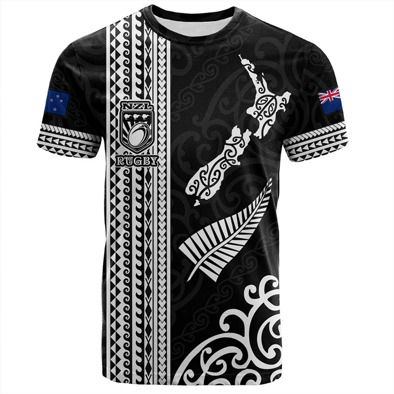 3D New Zealand Maori Rugby Ball Printing T Shirt Sports Fitness Quick Dry T-shirts For Men Kid Fashion Hawaiian Gym Clothing Top