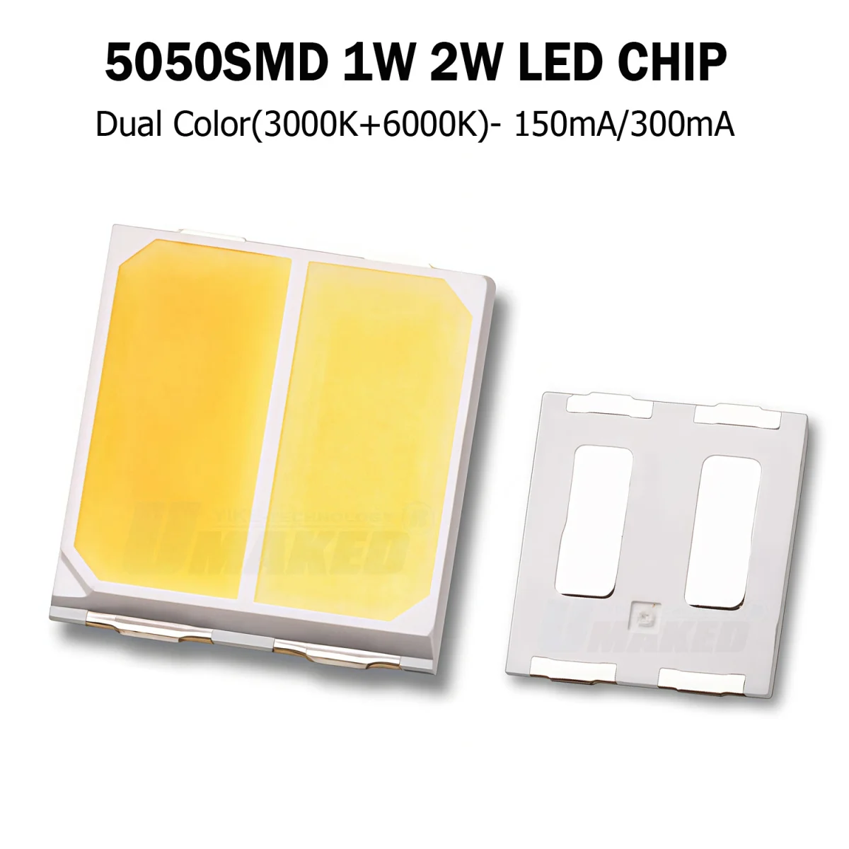 1000pcs 5050 Dual color SMD led SMD chip Bead Lighting 1W 2W LED diodes lamp Mix Color lamp chip smd diy bulb spotlight Strip