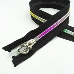 5pcs (50cm-90cm) 5# Bulk Nylon Open End Zipper Colorful Tooth Gradient Zippers for Sewing Luggage