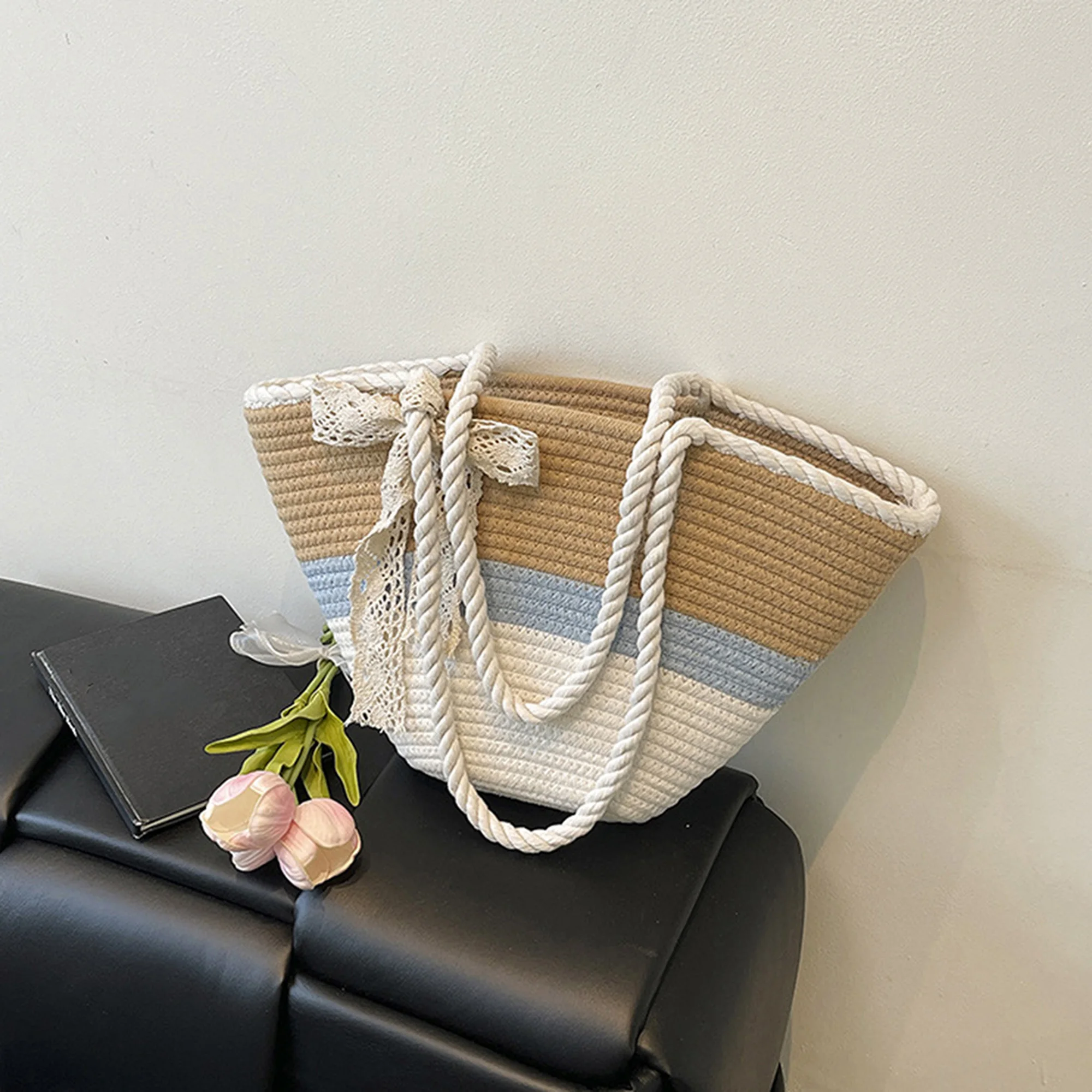 

Stylish Oversized Tote Bag with Vibrant Patterns and Chic Tassel Detail Perfect for Summer Getaways and Shopping Spree