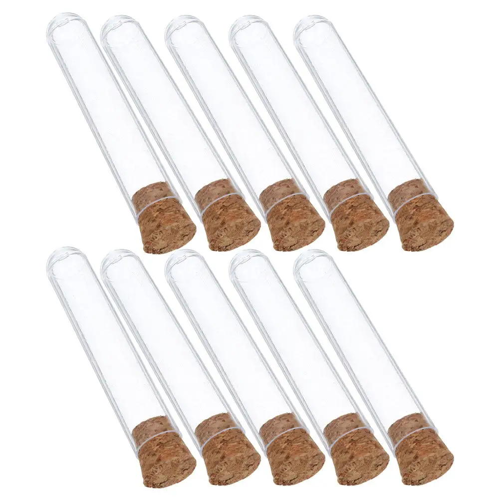 40Pcs Clear Plastic Test Tubes Small Cork Stopper Tubes for Beads Jewelry Spice Liquid Use Craft Propagation Tube
