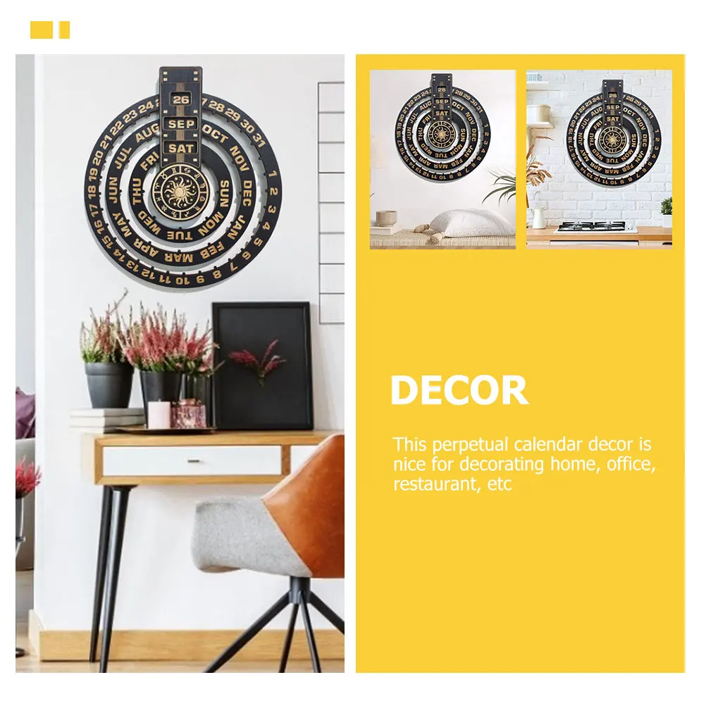 

Wooden Perpetual Calendar Pendant Living Room Decoration Wall Mounted Desktop for Boxwood Hanging Ornament Delicate