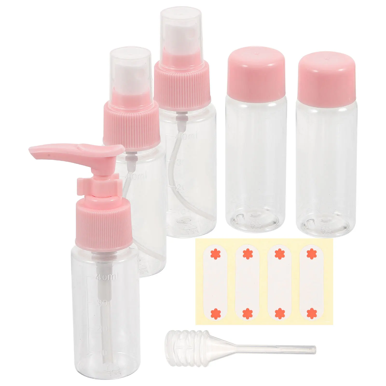 7-delige reisflessenset transparante hervulbare plastic toilettascontainers voor shampoo lotion gezichtswas zonnebrandcrème