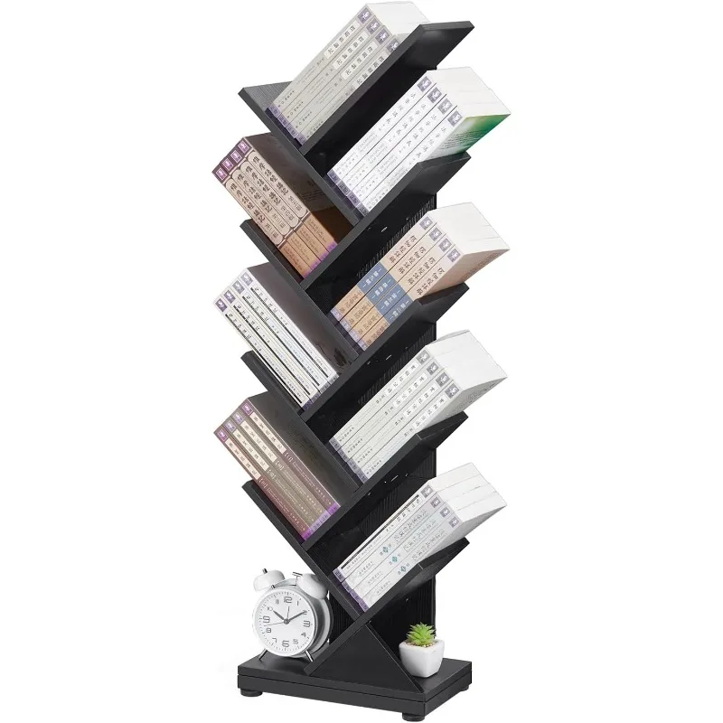 

8 Tier Tree Bookshelf,8 Shelf Floor Standing Bookcase Display for CDs/Magazine/Books, Retro Bookshelf for Bedroom, Living Room
