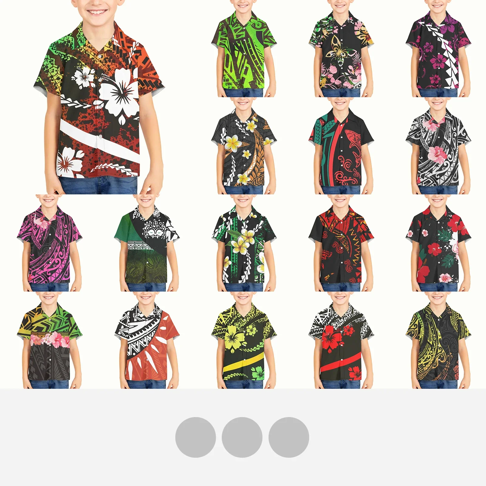 Kid Boy Polynesian Tribal Hawaiian Totem Tattoo Hawaii Prints New Spring Shirt 3T-16T Childrens Tops Holiday Beach Party Casual