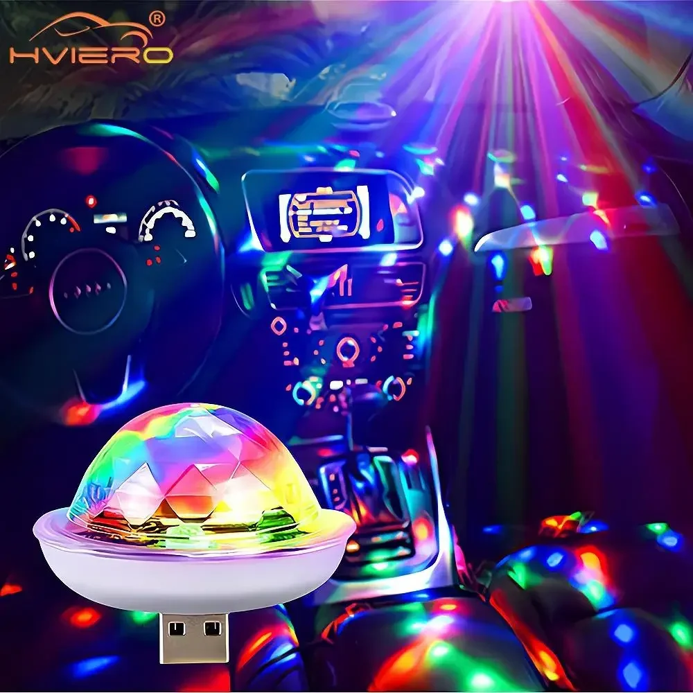 Car LED RGB USB Dj Lamps Bar Night Light Stage Ing Atmosphere Decorative Micro Disco Ball Sound Party Projection Part Universal