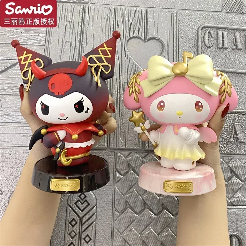 New Miniso Genuine Sanrio Leshen Model Melody Kuromi Pvc Color Box Ornaments Girl Cute Figure Doll Model Toys Collect Gifts