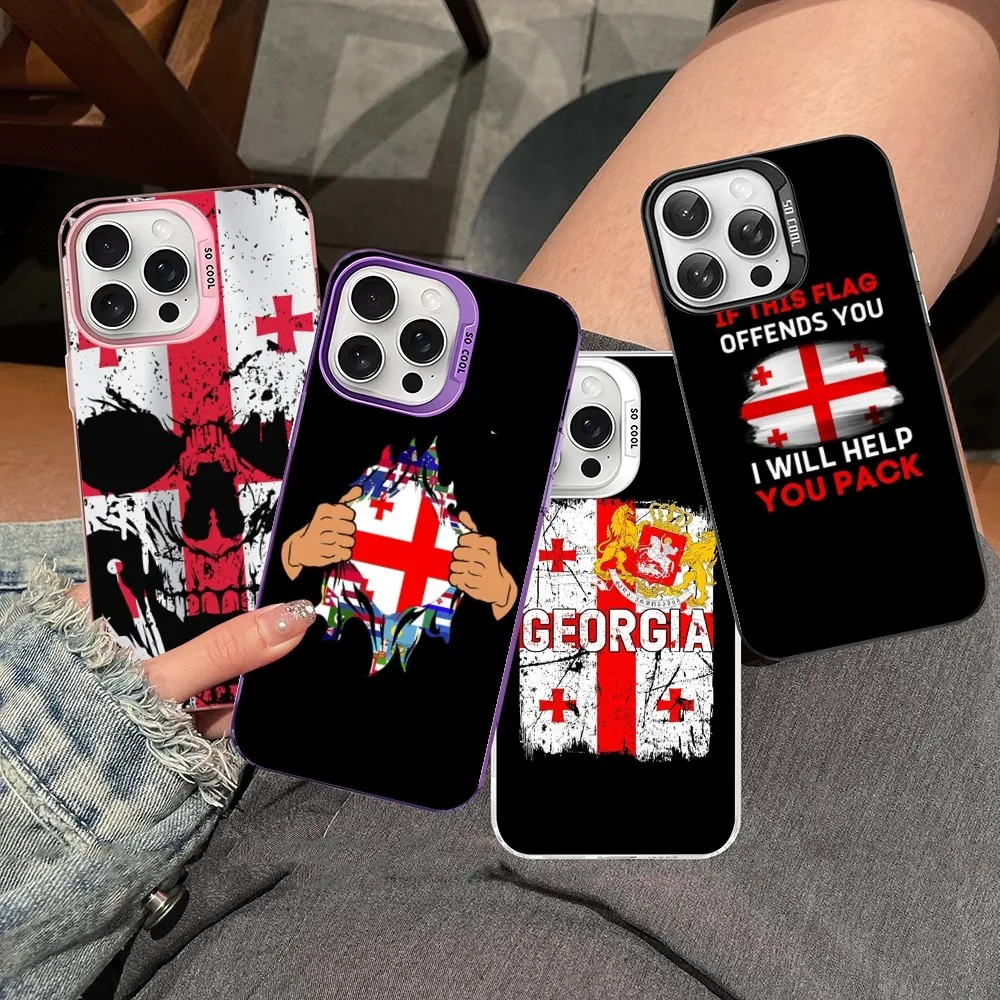 

Georgia Flag Phone Case For IPhone 16 15 14 13 12 11 Pro Max X XR XSMAX 8 7 Plus Matte Shockproof Back Cover