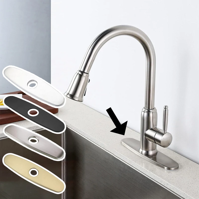 1PC Faucet Plate Hole Tap Cover Deck Plate Stainless Steel Bathroom Kitchen Sink For Most Single Hole Faucet