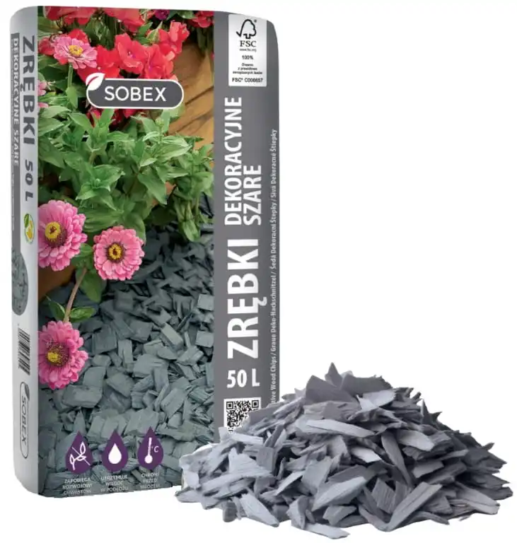 Hout decoratieve houtsnippers grijs 50L schors