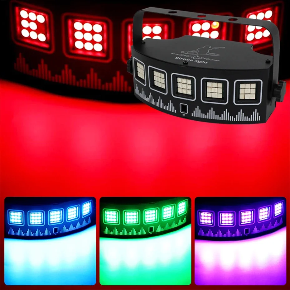 LED RGB Disco DJ Strobe Licht Bühne Lichteffekt Party Urlaub Weihnachten Musik Club Bar Sound aktiviert Blitz Gradient