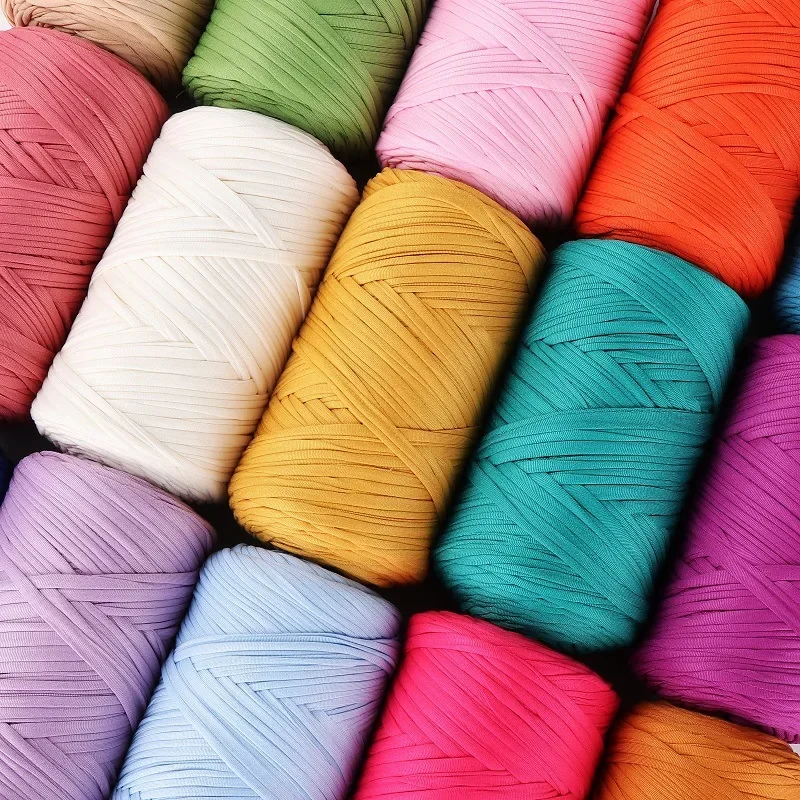 Chunky Cotton T-shirt Yarn, Thick Thread for Knitting, Handwork, Purse Bag, Basket, Polyester Fiber, Colorful Wool, 400g