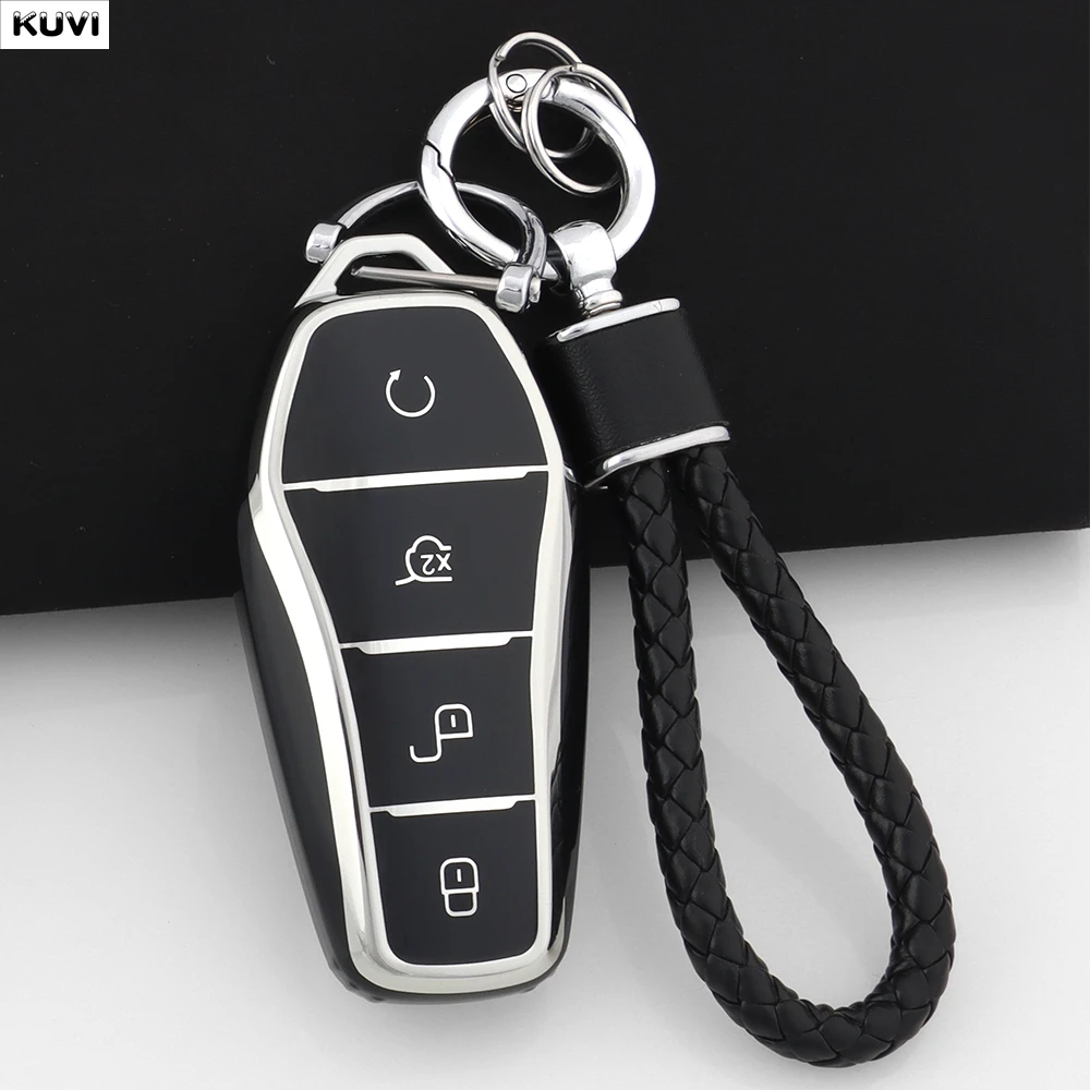 For BYD Song Plus Atto 3 Han EV Tang DM Qin Seal Dolphin Fashion TPU Car Key Case Cover Protected Keychain Fob Accessories