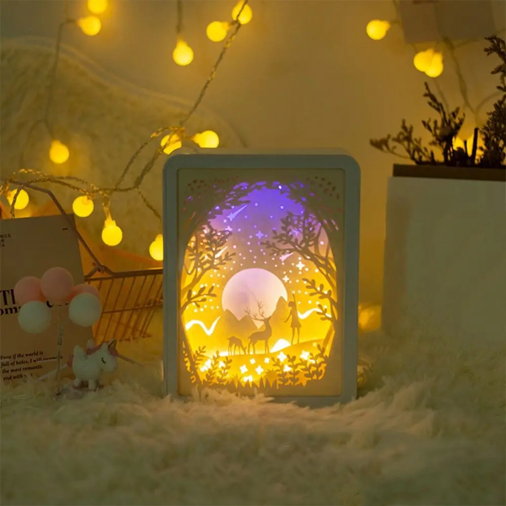 USB/3 AA Battery Power 3D Paper Carving Light Adjustable Light Kawaii Christmas Art Decoration Lamp Durable Exquisite