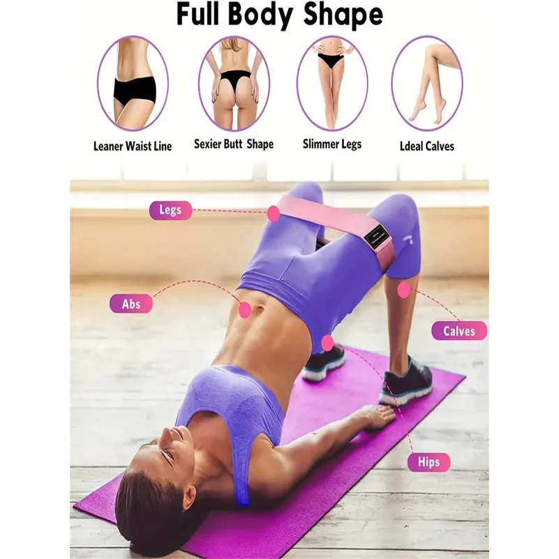 Yoga Pilates Resistance Bands, Elastic Exercise Stretch Bands for Booty, Legs and Glute Workout, Home Fitness Training