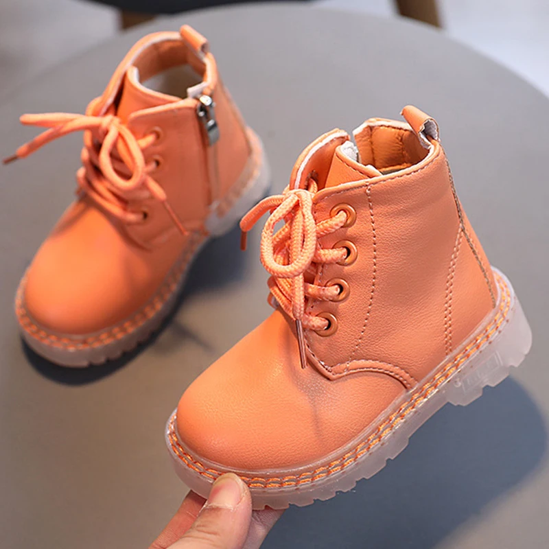 Kids Fashion Boots Boys Running Sneakers Zipper Solid Casual Ankle Boots Children Autumn No Slip Babys Girls Short Booties