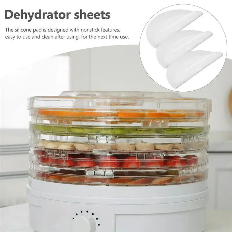 8Pcs Silicone Dehydrator Sheets Reusable Dehydrator Trays Round Fruit Drying Mesh Mats Dehydrator Pads Fruit Dryer Liner