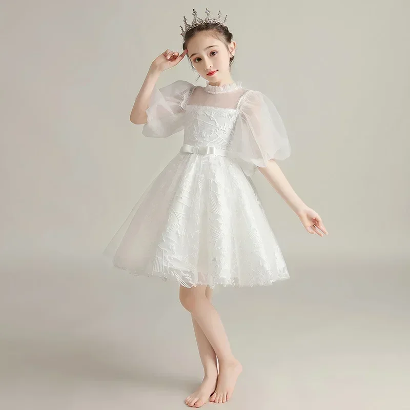 Robe de Spectacle en Gaze Blanche Moelleuse pour Garçon et Fille, Tenue de Princesse pour Anniversaire d'Enfant