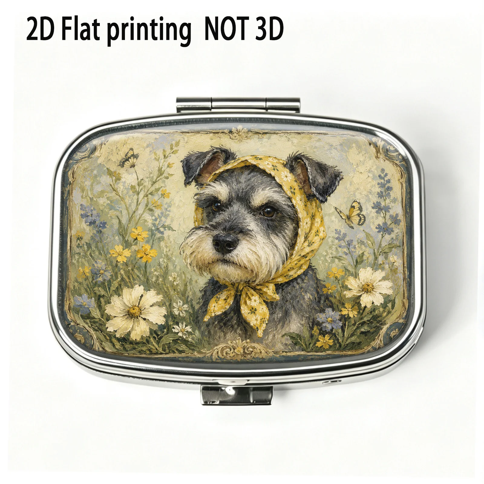 Single-piece, flat, vintage bandana pattern square double-compartment storage box, featuring colorful glass windows that create a soft, hazy effect, suitable for travel and everyday use. Unique creativity