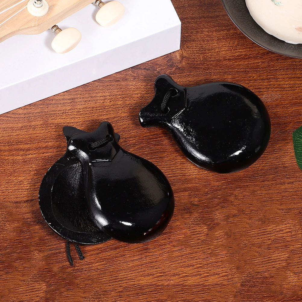 Nacchere in legno Giocattolo Strumento a percussione Piccoli bambini Giocattoli musicali Coppia nera Spettacolo di danza spagnola Divertimento educativo