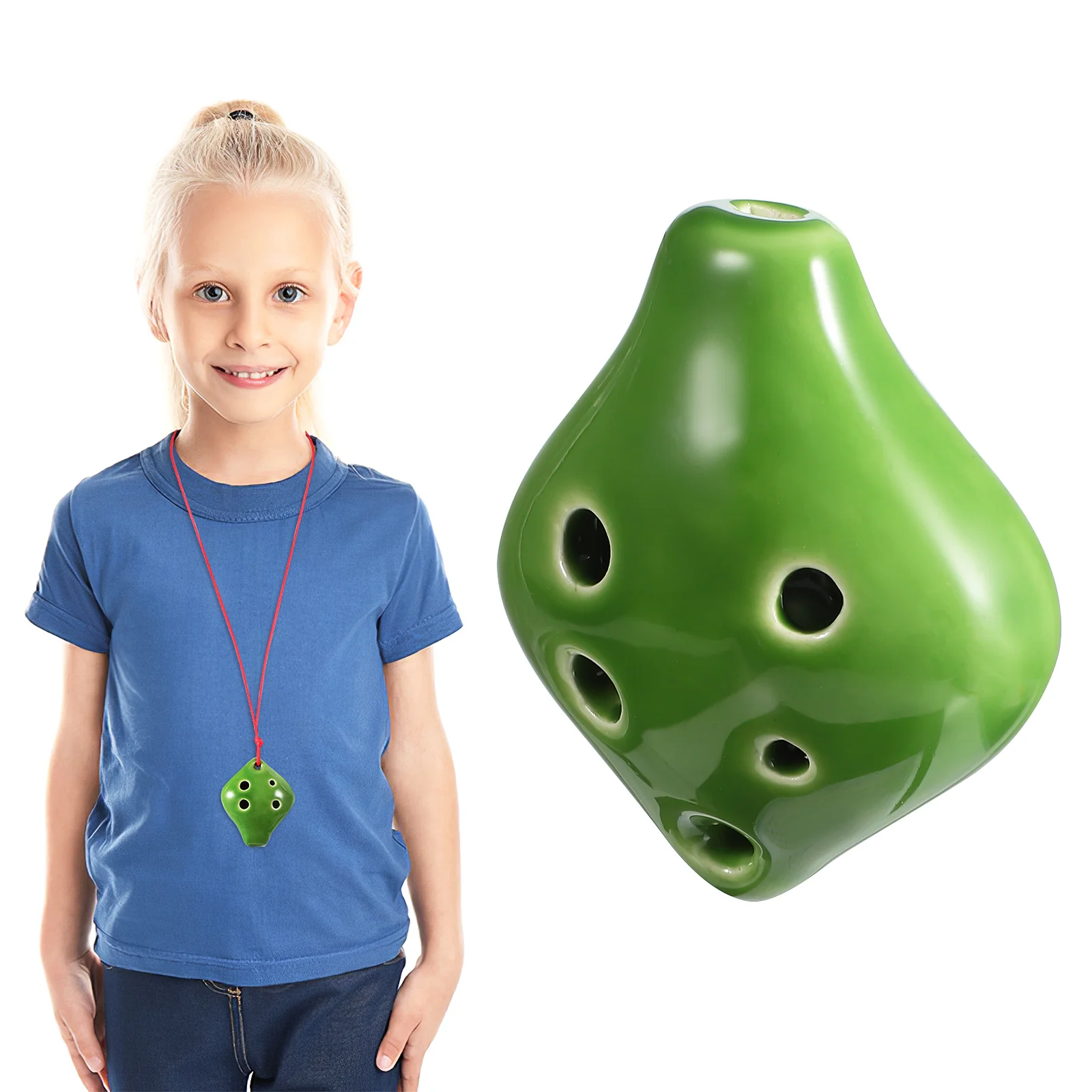 

Locket Green Mini Short-mouthed 6-hole Ocarina Student Pendant Musical Instrument Ceramic Introductory Holes