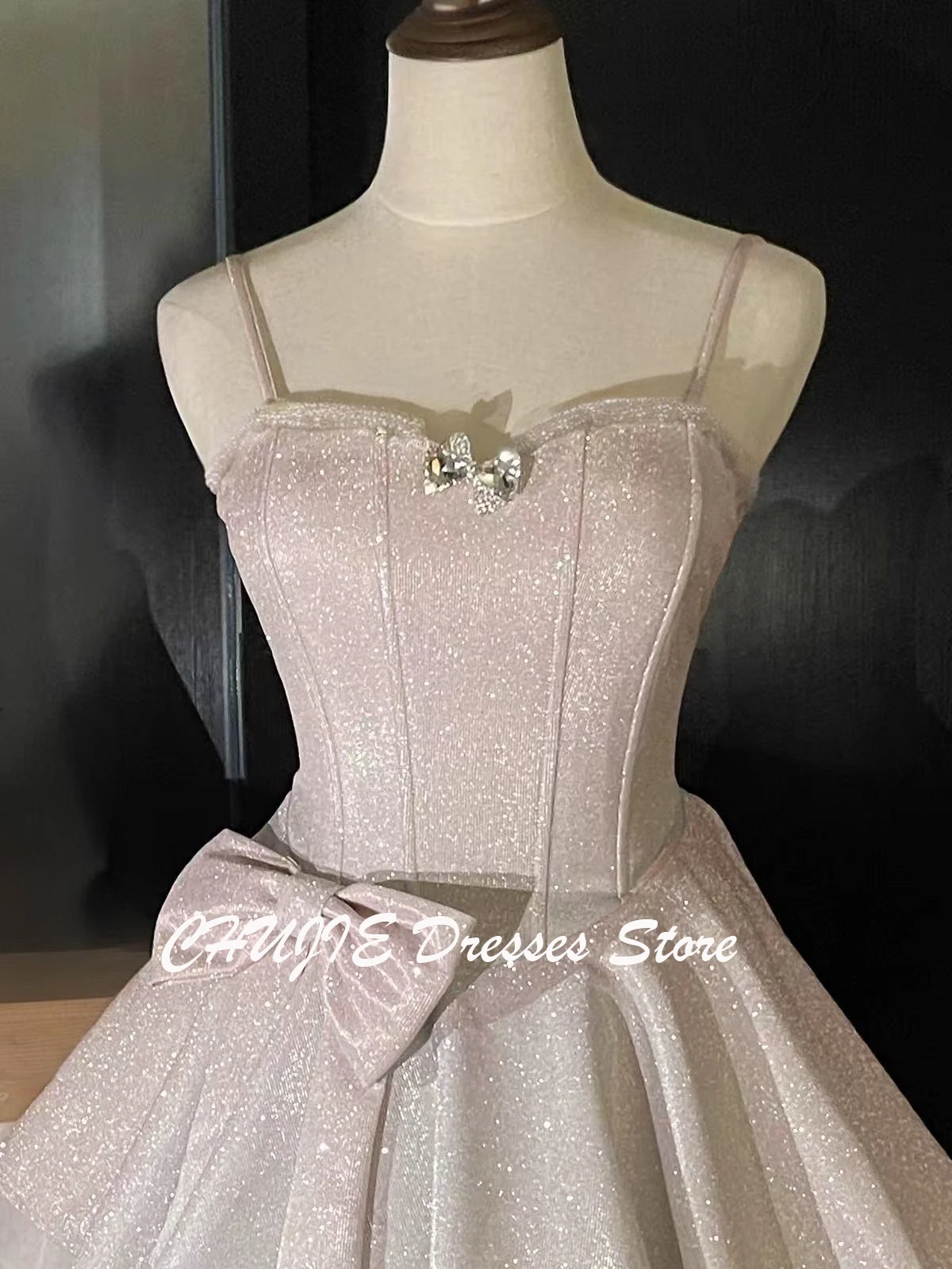 Luz rosa uma linha vestido de princesa mini vestidos de cocktail para mulheres vestidos graduación personalizado glitter vestido de aniversário personalizado