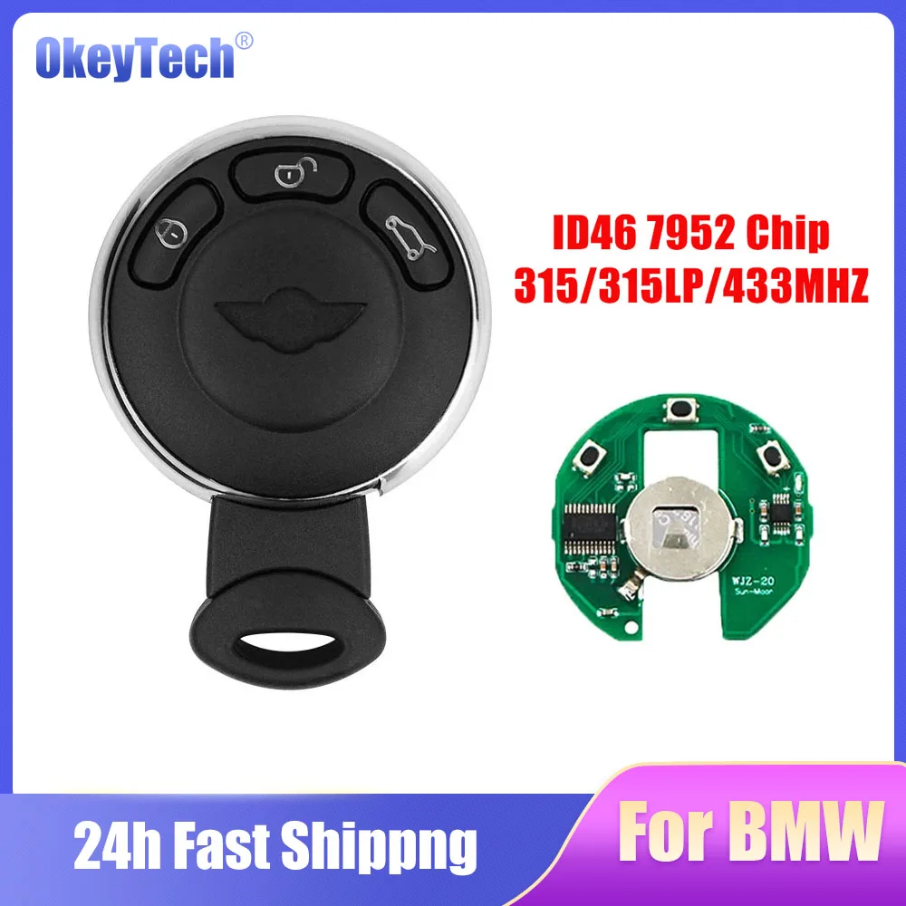 

Okeytech Remote Smart Car Key 315/433Mhz ID46 PCF7952 Chip for BMW MINI COOPER S ONE D CLUBMAN COUNTRYMAN CABRIO Car