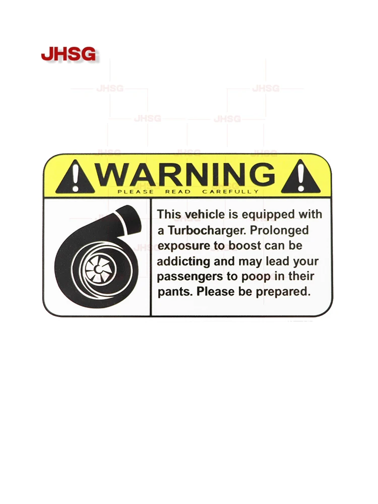 JHSGPremium Car Stickers Funny Warning Signs Vinyl Turbo Decals Car Motorcycle Decorative Accessories PVC Detachable Hot Selling