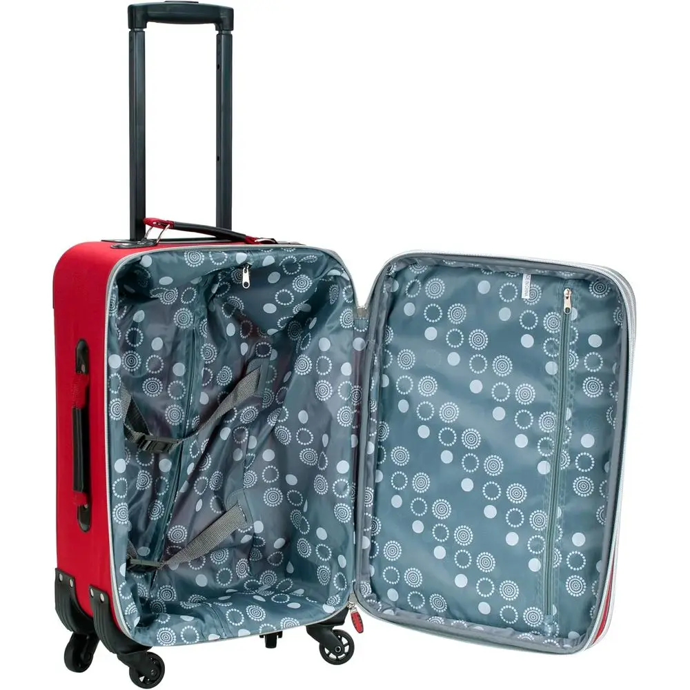 Red 20-Inch Rockland Pasadena Softshell Spinner Carry-On Luggage