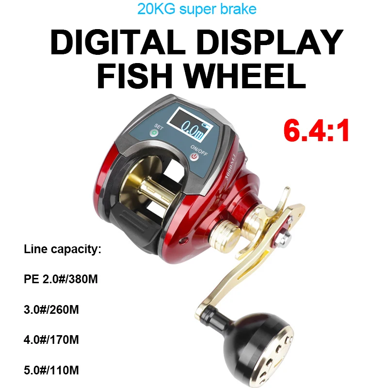 3000MJ Electric Fishing Baitcasting Reel High Speed 6.4:1 Max Drag 20kg Digital Rechargeable Line Counting Carp Fishing Wheel