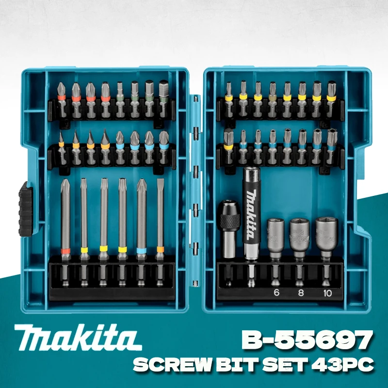 MAKITA B-55697 Color Screw Bits Set 43Pcs Metal Driver Clamshell C-form & E-form Power Tool Accessories