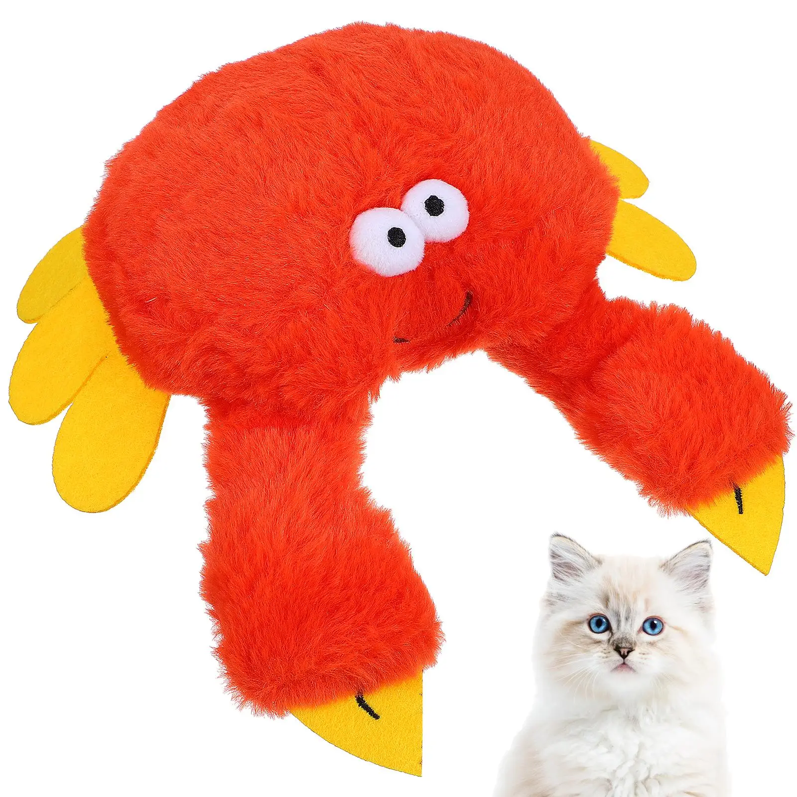 Squeaky Cat Toys Soft Plush Crab Shaped Interactive Pet Toy Adorable Sound Making Lasting Store Ideal Gift