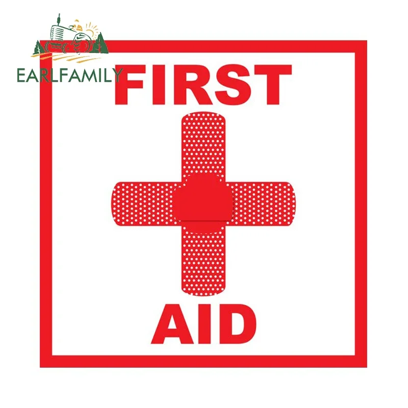 EARLFAMILY 13cm X 13.0cm First Aid Funny Car Stickers Rearview Mirror Refrigerator Waterproof Beautiful Decal Caravan Decoration