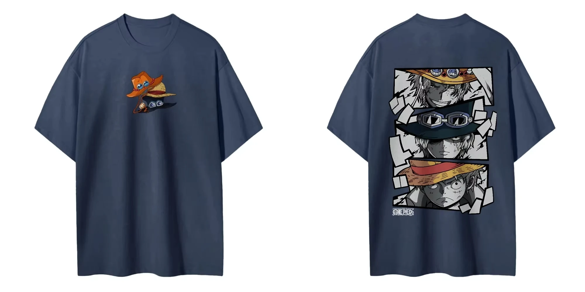 One Piece Pure Cotton Unisex One Piece Luffy Ace Sabo T Shirt Anime Print Short Sleeve Tee Men Women Casual Streetwear