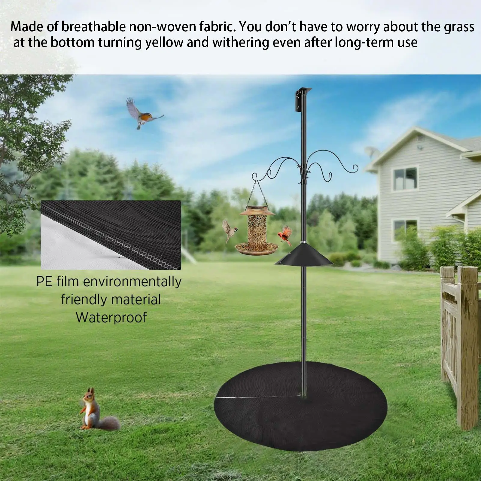 2 Pieces Non-Woven Tree Mulch Ring Weed Control Mat Landscape Fabric Anti-Grass Root Protector Barrier Garden Plant Cover
