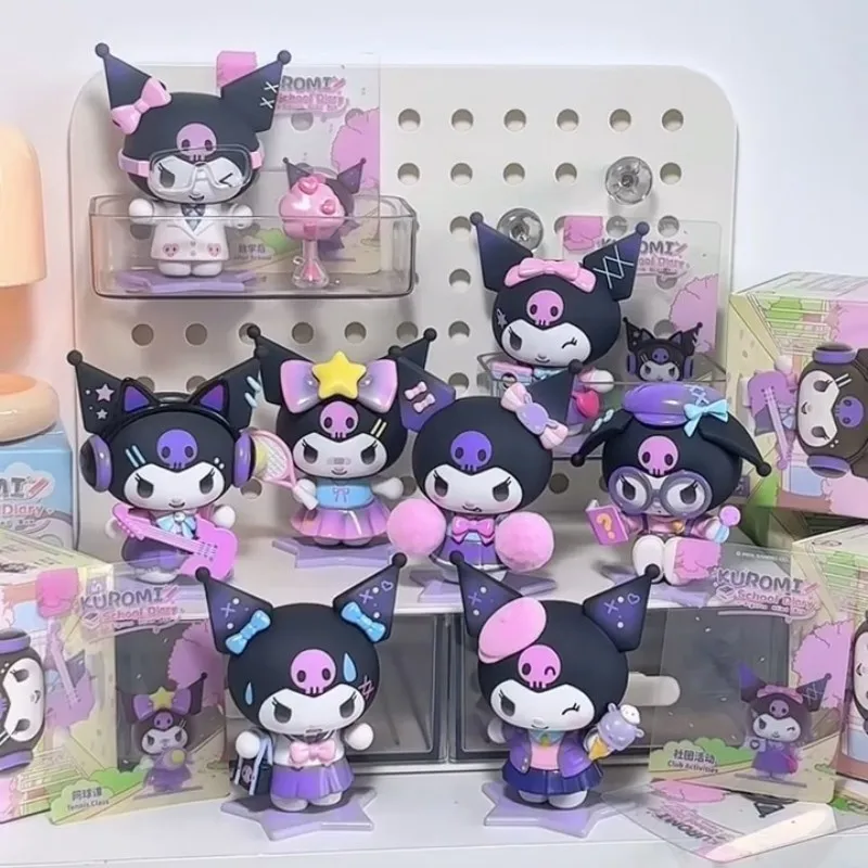

Sanrio Kuromi School Dairy Series Blind Box Kawaii Kuromi Action Figure Mystery Surprise Box Desk Ornament Graduation Gift Toys