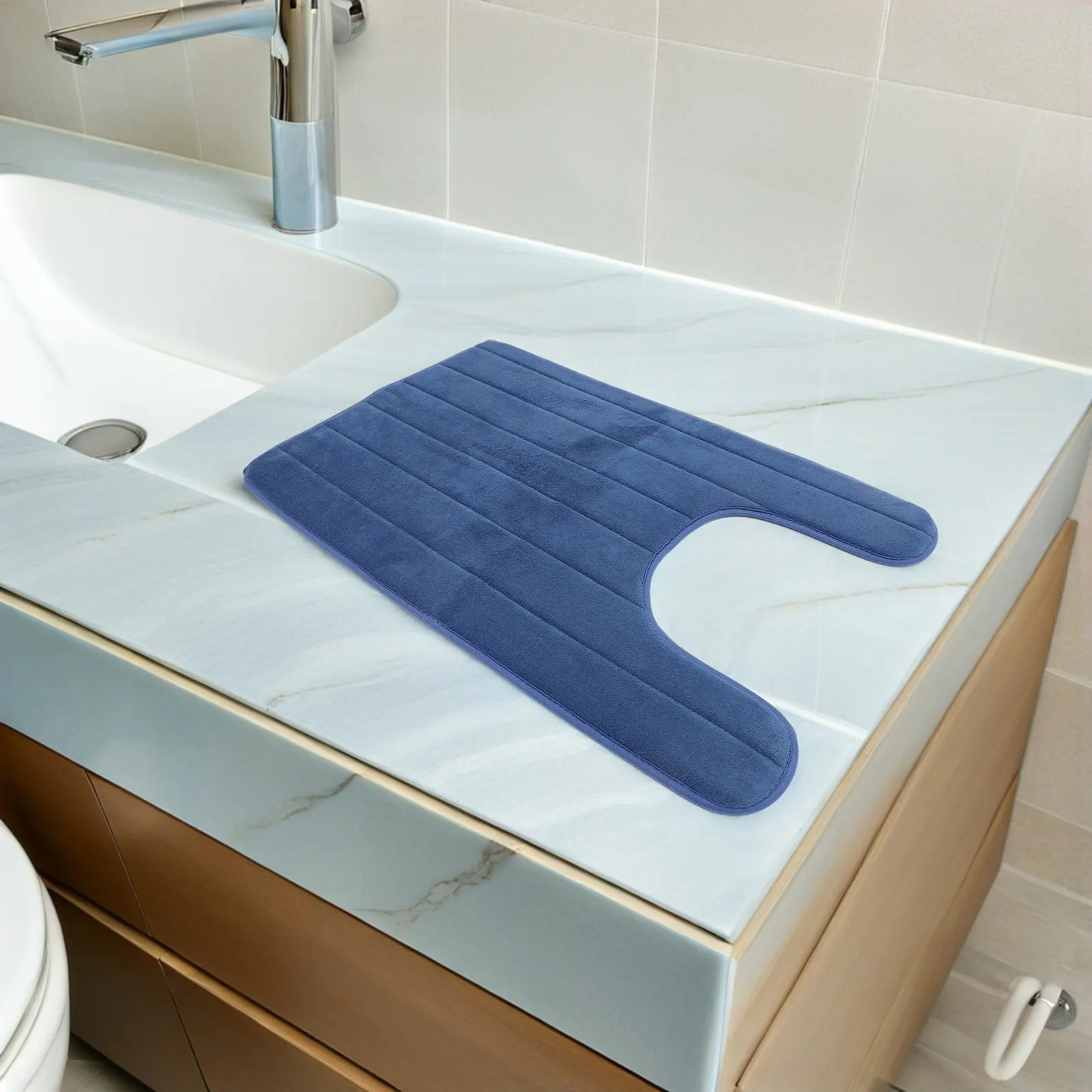 

Комплект из 2 ковриков для туалета из кораллового флиса - U-образный нескользящий коврик для ванной - Высокоабсорбирующий контурный напольный коврик, моющийся, для использования в ванной комнате и туалете